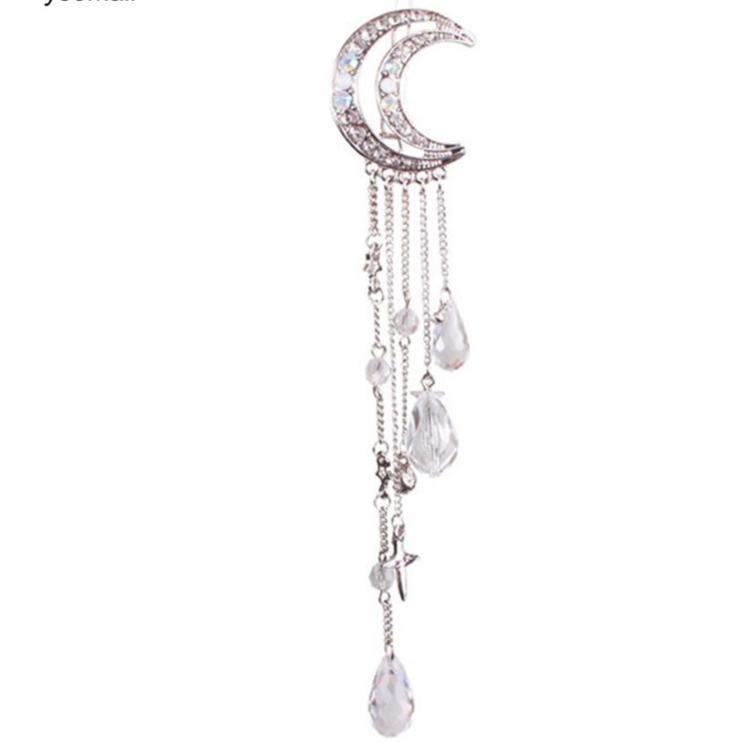 Kẹp tóc mặt trăng moon tua rua đính đá phong cách cổ điển cổ trang xinh xắn dễ thương