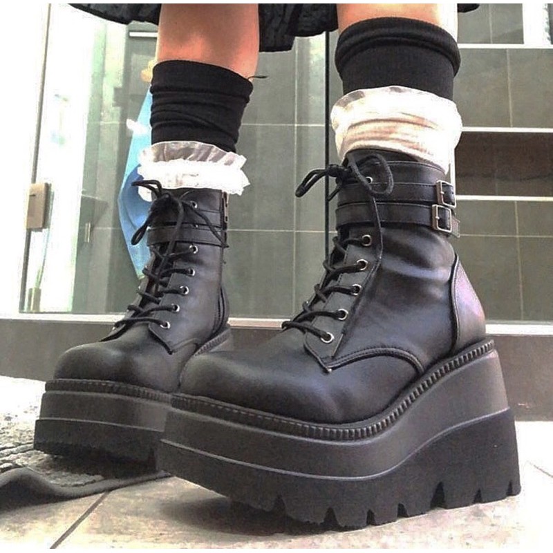 Slay boots/Grunge boots cổ lửng đế cao 10cm