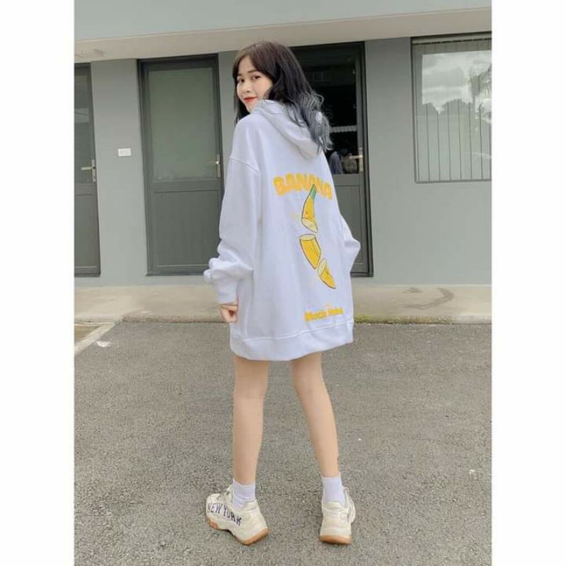 [Free Ship] Áo khoác nỉ dây kéo form rộng  BANANA ulzzang (ẢNH THẬT)