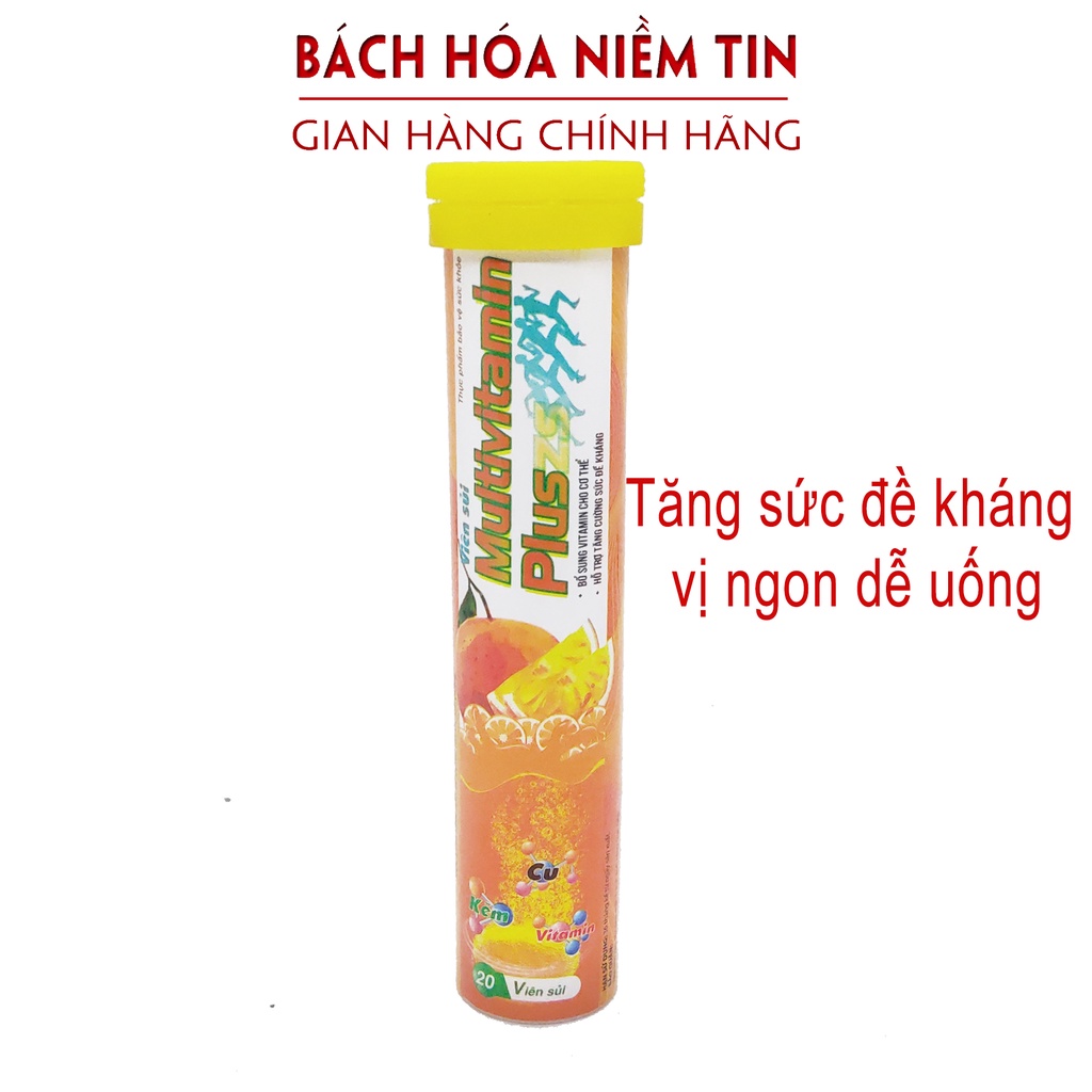 Viên Sủi Vitamin C vị Cam - Multivitamin PLUSZZS - HSD 2023 - bổ sung vitamin khoáng chất tăng cường sức đề kháng