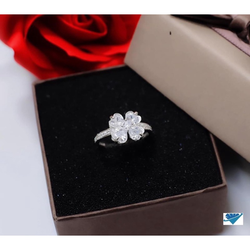 Nhẫn nữ Bạc ta, Cỏ 4 lá may mắn đủ màu phong Thuỷ. Mẫu mới nhất Mainomi Shop Bạc Xinh