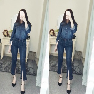 Quần loe ngố xẻ lai dập Stradivarius