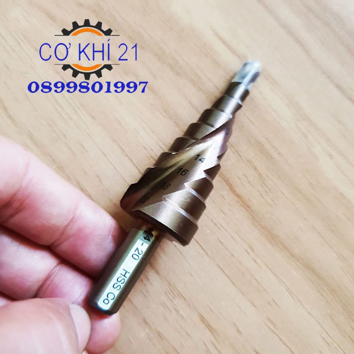 Mũi Khoan Inox, Sắt, Nhôm... Mũi Khoan Tháp 4-20mm Siêu Cứng chuôi tròn