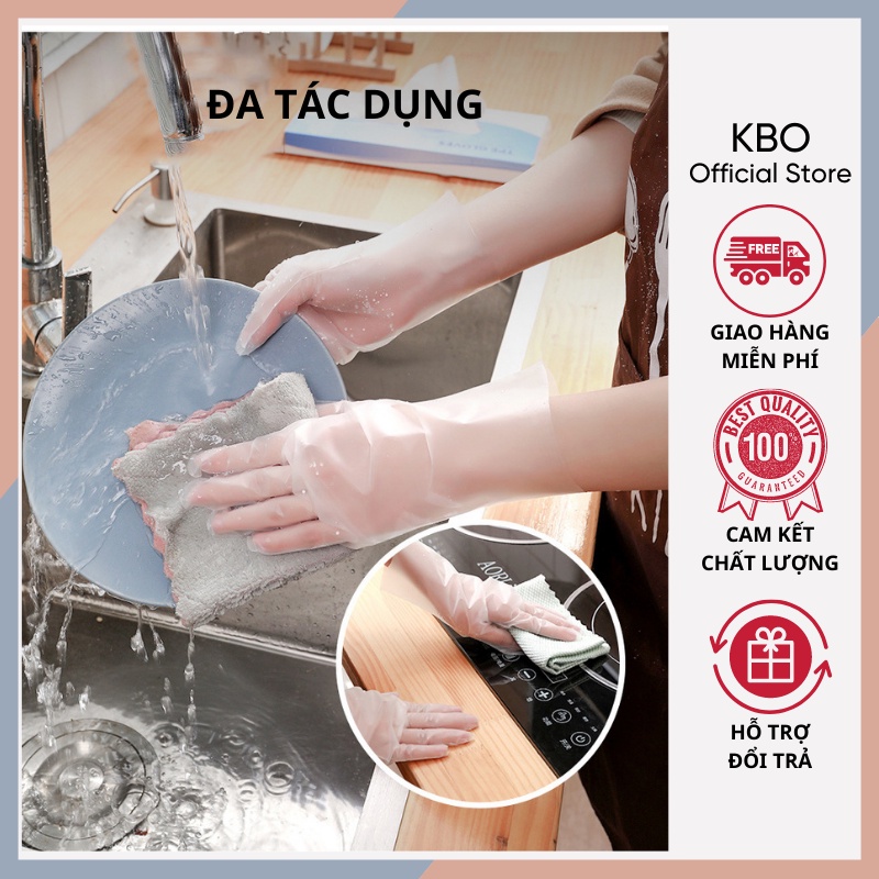 Hộp 100 găng tay Victoria Bay chất liệu TPE, Bao tay cao su rửa bát làm bếp vệ sinh siêu dai không mùi, KBO Shop KBO010