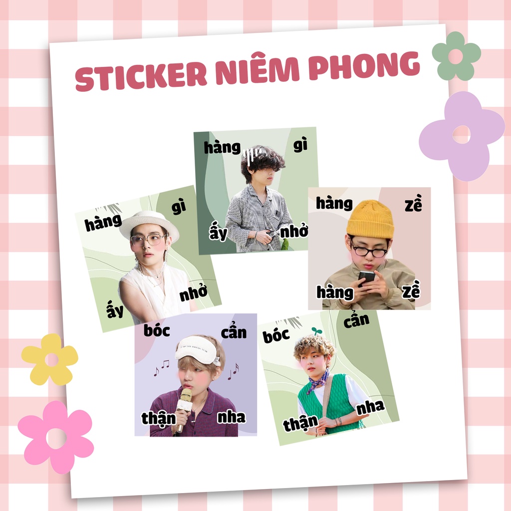 Sticker niêm phong gói hàng BTS meme có chữ tiếng Việt siêu cute