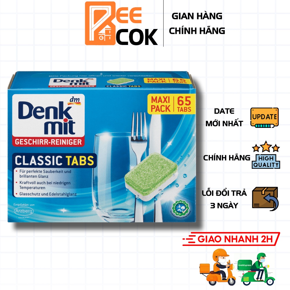 Hộp 65 viên rửa chén bát Denkmit Classic - Hàng Đức chính hãng