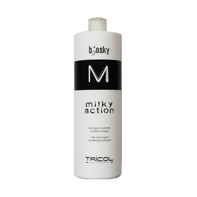 Dầu gội dưỡng ẩm hương sữa gạo làm tóc suôn mượt Tricol Biosky Milky Action Shampoo 1000ml