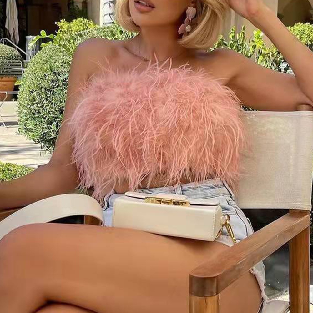 Áo Ống Không Tay Vải Lông Có Khóa Kéo Hở Lưng Thời Trang Xuân Hè 2022 Dành Cho Nữ