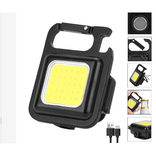 Đèn Led COB Khẩn Cấp Đa Năng Có Thể Sạc Lại Kèm Móc Khóa Nhỏ Gọn Tiện Dụng