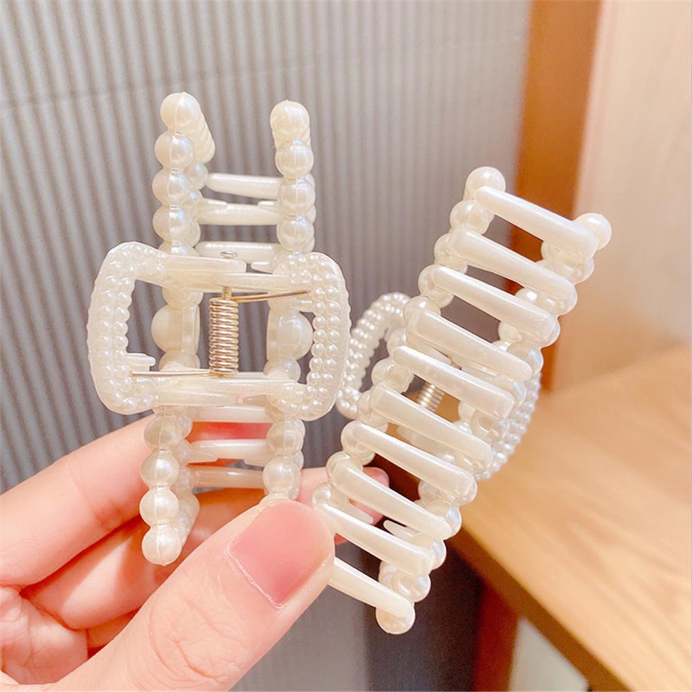 Kẹp Tóc Càng Cua Tạo Kiểu Tóc Màu Trắng Thanh Lịch Cho Nữ