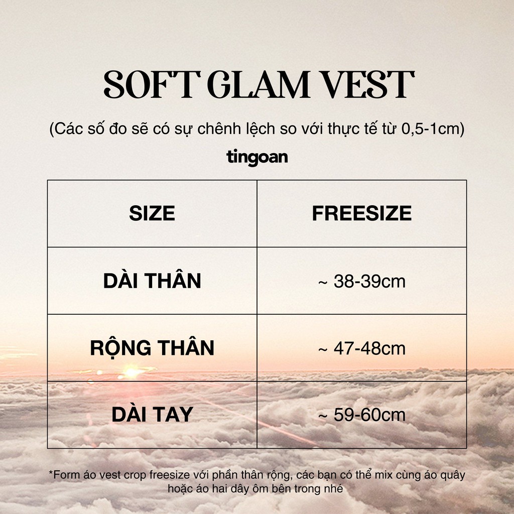 Áo vest crop vai bồng trắng tingoan SOFT GLAM VEST/WH