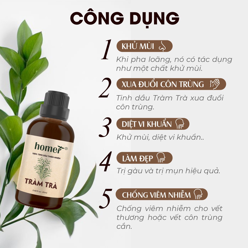 Tinh dầu Tràm Trà Australia Homer 500ML/ 1L - Tea Tree Essential Oil - đạt chuẩn chất lượng kiểm định