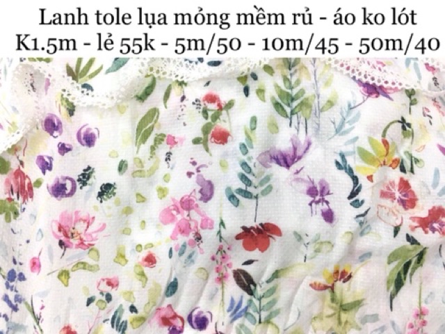 Vải Lanh tole mềm rủ { ẢNH TỰ CHỤP } - 100% Viscose DƯ HÃNG oldnavy - may bộ đồ, váy đầm mẹ và bé cực xinh