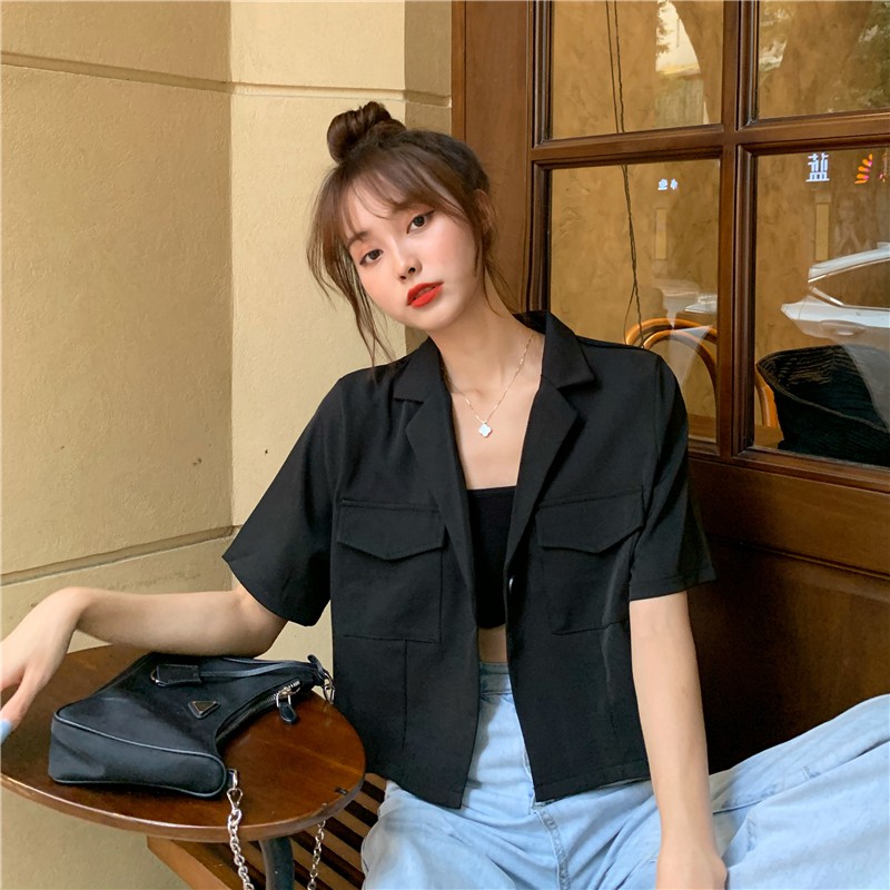 📷 Áo Blazer tay ngắn, kiểu croptop ( 2 màu ) | BigBuy360 - bigbuy360.vn