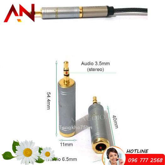01 Jack chuyển 3.5mm đực ra 6.35mm cái - Hàng Cao Cấp LITON USA