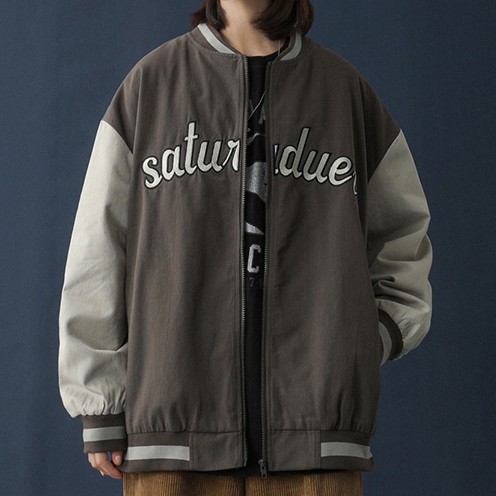 Áo khoác bóng chày- bomber varsity dạ phối tay da nam nữ hoạ tiết thêu  form rộng thời trang cho
