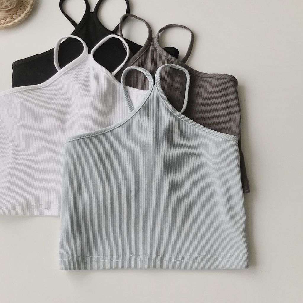Áo 2 dây Nữ Xinh JEM CLOSET Chất Gân Tăm Co Giãn Thiết Kế Dáng Yếm Nhiều Màu Phối Đồ Siêu Sexy MONE 10383