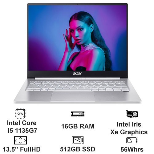 Laptop Acer Swift 3 SF313-53-518Y (NX.A4JSV.003) (i5-1135G7/16GB RAM/512GB SSD/13.5 inch QHD/Win10/Bạc) | BigBuy360 - bigbuy360.vn