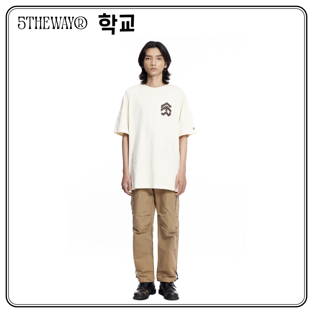 Áo thun 5THEWAY /checkerboard/ New Tee hoạ tiết caro màu nâu TOFU