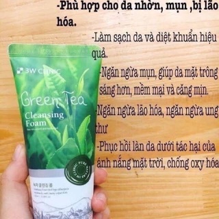 Sữa rửa mặt trà xanh lúa 3w clinic