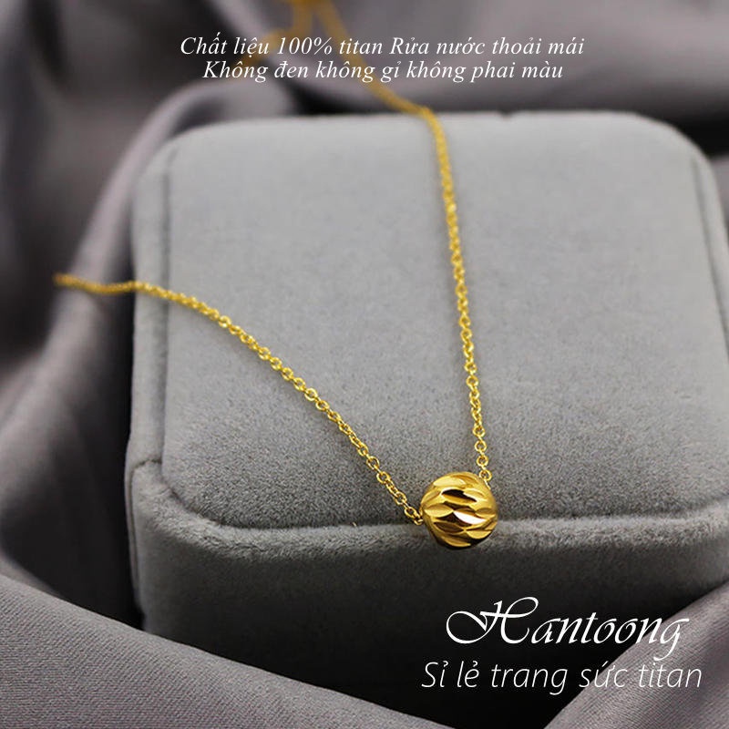Vòng cổ titan nữ không gỉ dây chuyền titan mặt bi tròn đơn giản phong cách thời trang tinh tế nhẹ nhàng