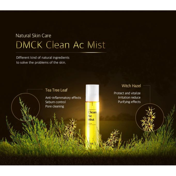 Xịt Khoáng Chiết Xuất Lá Tràm Trà DMCK Clean Ac Mist 100ml