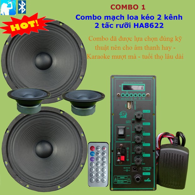 Combo mạch loa kéo 2 kênh 2.5 tấc HA8622