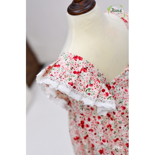 VÁY ĐẦM HOA NHÍ ĐỎ BÈO CÁNH TIÊN BÉ GÁI