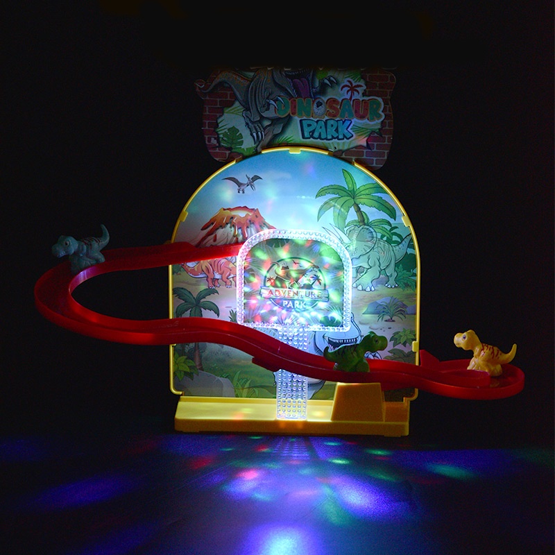 bộ đồ chơi cầu trượt công viên khủng long dành cho bé nhạc nhẹ nhiều màu sắc