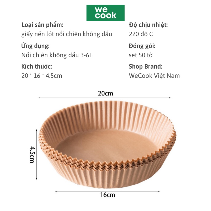 Set 50 khay nướng nồi chiên không dầu - Giấy nến lót nồi chiên không dầu, lò nướng, vỉ hấp hình tròn không lỗ
