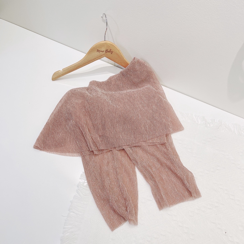 Set áo váy lệch vai voan nhũ dập ly đáng yêu cho bé gái Mimo baby QA20