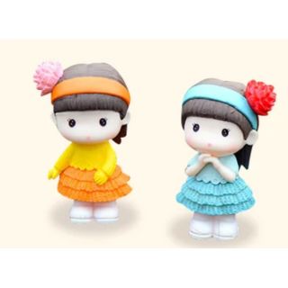 Mô hình nhà gỗ búp bê Dollhouse DIY - Cặp búp bê bé gái
