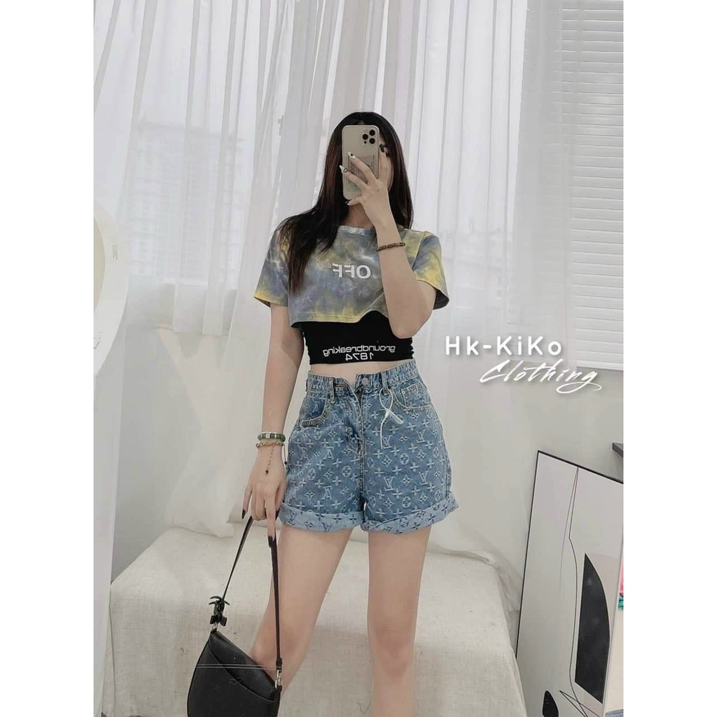 set áo kiểu màu loang gồm áo trong 2 dây xinh cá tính