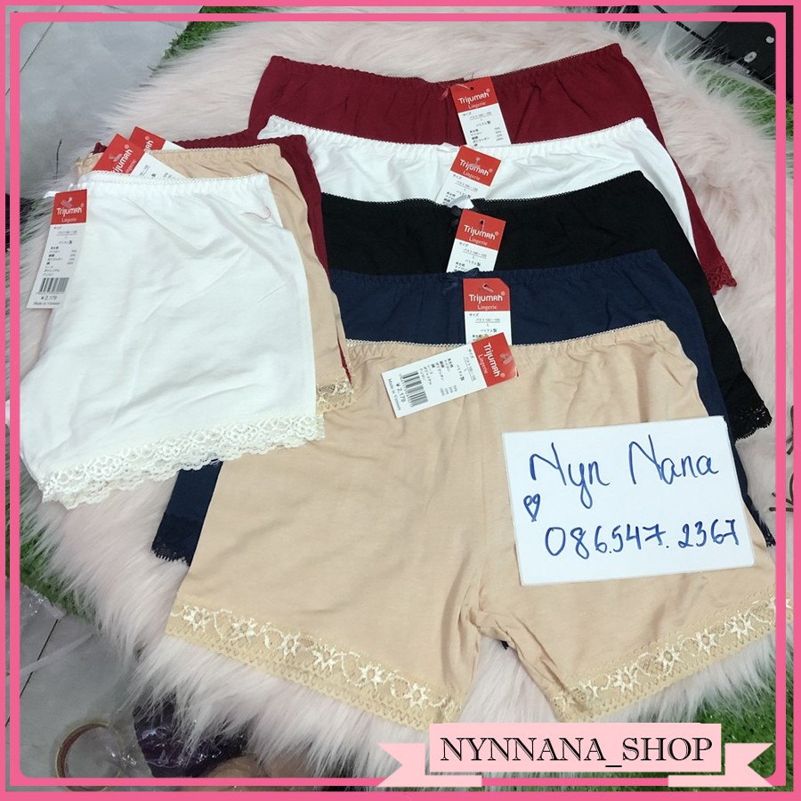 Quần Mặc Váy Cotton Phối Ren Trijumrh (Có Size Lớn)