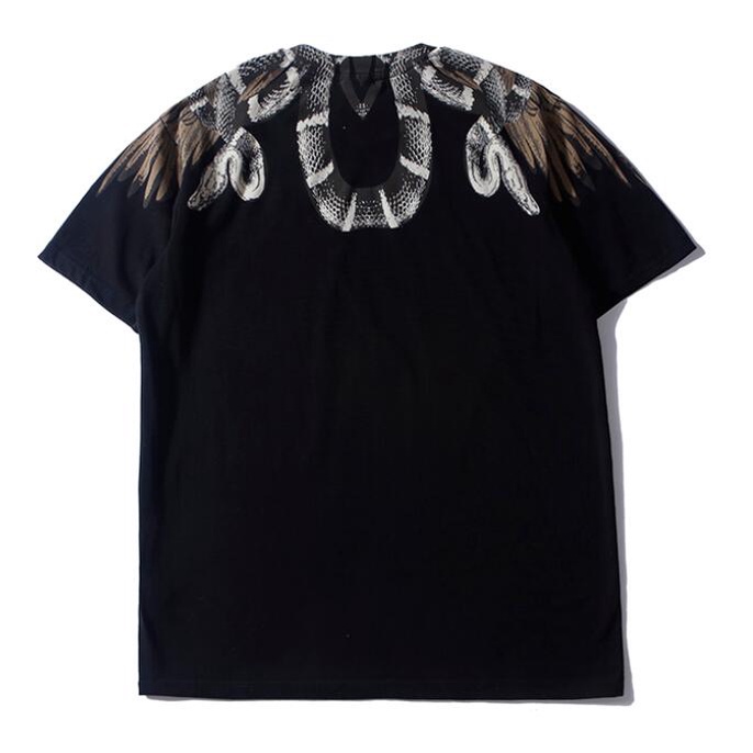 Áo thun tay ngắn in hình đôi cánh màu trắng đen thời trang dành cho cặp đôi