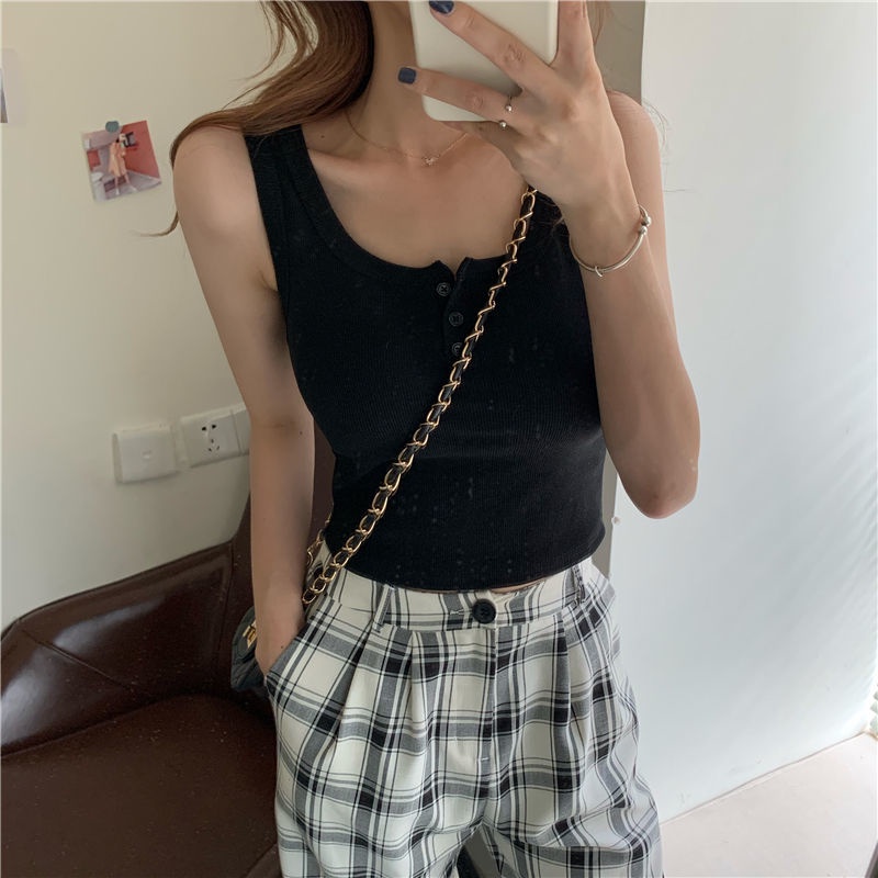 Áo Hai Dây Dệt Kim Dáng Ôm Ngắn Thời Trang Cho Nữ