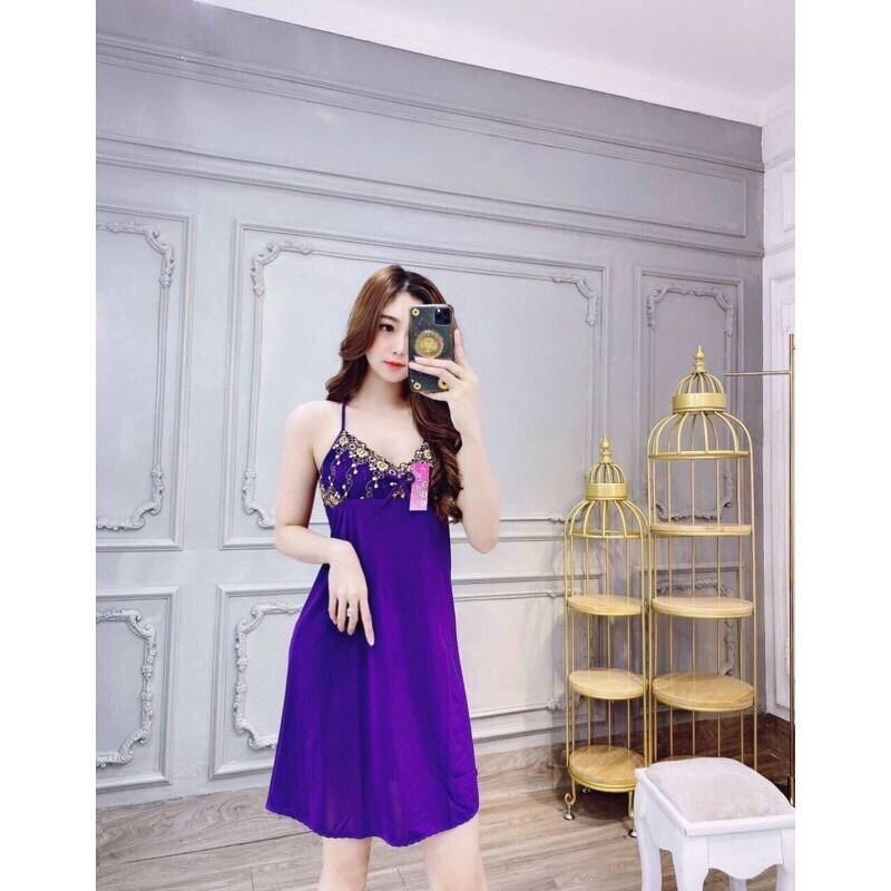 Đầm Thun Lạnh 2 Dây Phối Ren