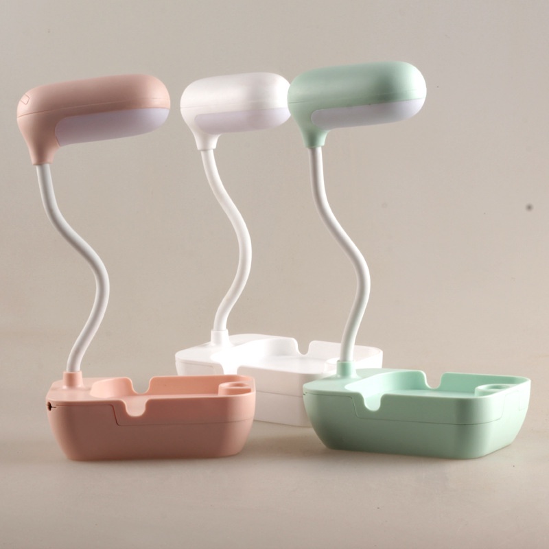 Đèn LED để bàn sạc điện bảo vệ mắt có khay đựng đồ và giá đỡ điện thoại xoay 360 độ hình mầm cây