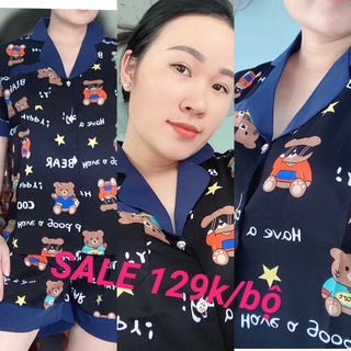 bộ đùi cài cúc mặc nhà vải lụa mango