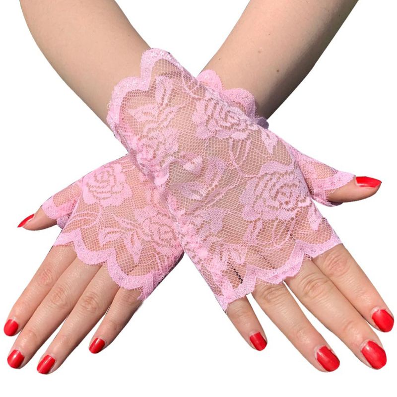 Găng Tay Ren Rỗng Hở Ngón Chống Tia UV Bảo Vệ Cho Cô Dâu Lái Xe