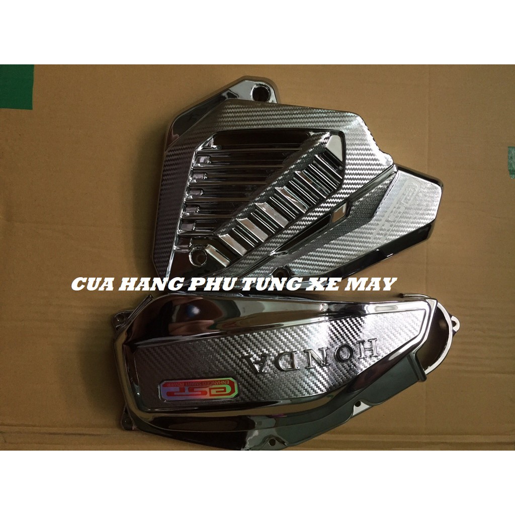 Combo 2 món Bầu e + Quạt gió mạ crom cho Honda Air Blade 2016/ 2017/ 2018/ 2019