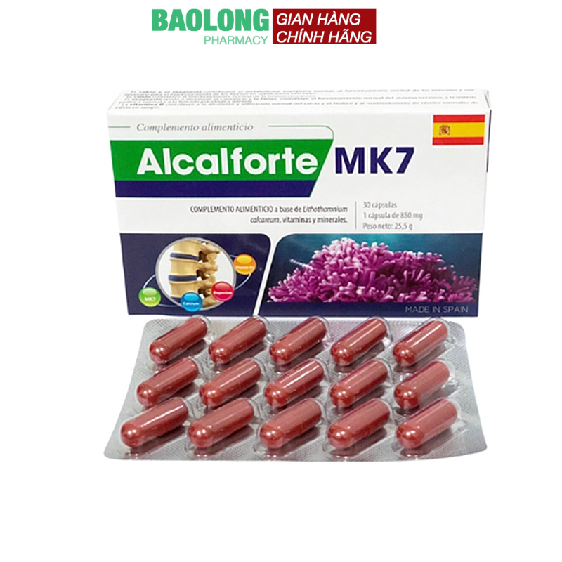 Canxi cho bà bầu người lớn trẻ em Alcalforte MK7 Bổ sung nano canxi, ngăn ngừa loãng xương nhập khẩu TÂY BAN NHA