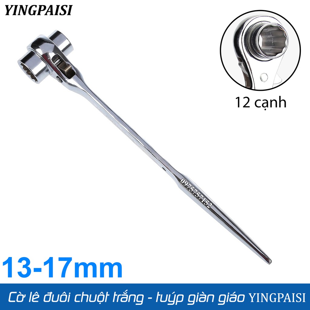 Cờ lê đuôi chuột trắng 13-17 mm, cờ lê giàn giáo tự động YINGPAISI thép CR-V, tuýp giàn giáo đa năng 2 đầu (Màu trắng)