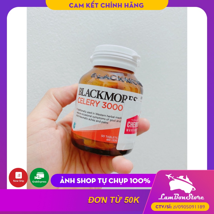 [Tem Chemist] Viên Uống Hỗ Trợ Gout Blackmores Celery 3000mg 50 viên của Úc
