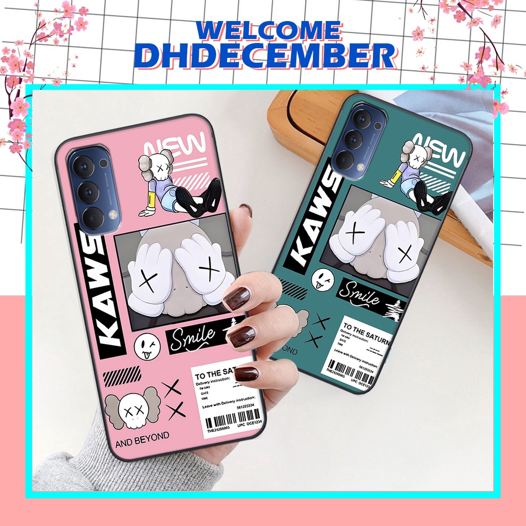 Ốp lưng Oppo RENO 4 in hình gấu K@ws, gấu nâu, dor@emon RẺ- ĐẸP- BỀN