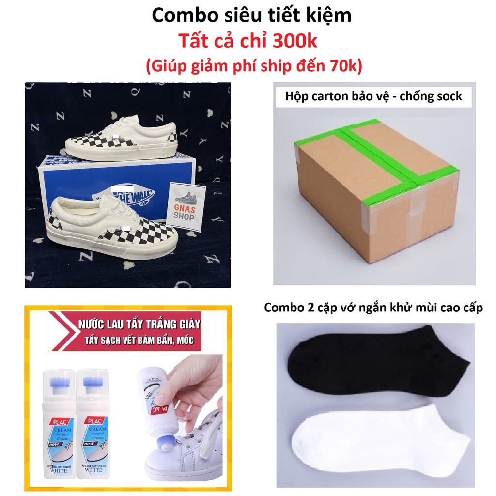 Giày thể thao nữ nam trắng đen đẹp - họa tiết caro | BigBuy360 - bigbuy360.vn