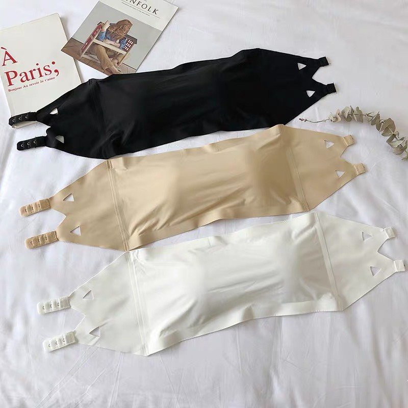 Áo bra quây không dây bản to chất đúc su trơn, áo ngực bản lớn be trắng đen Rosie Dream Shop