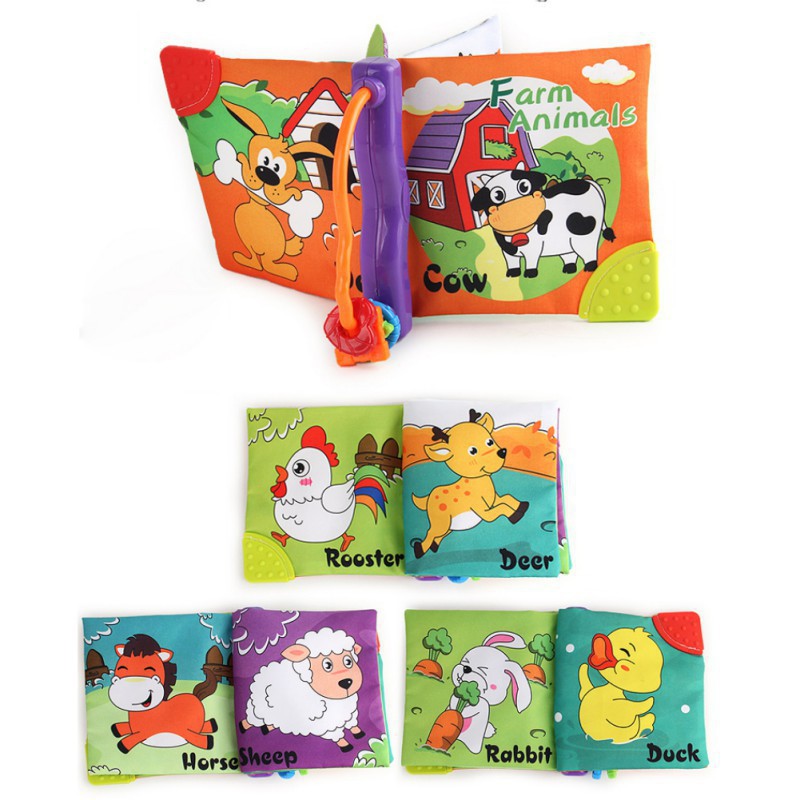 Sách vải có âm thanh và đầu màu sắc vui nhộn cho bé