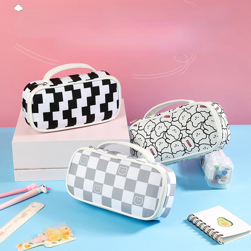 Túi Đựng Bút Họa Tiết Sữa Trắng Đen Sức Chứa Lớn