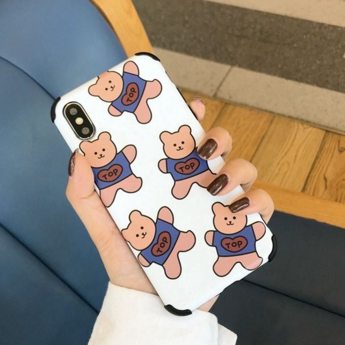 ☬ Ốp điện thoại lưng iPhone Ins cute blue bear 11Pro Max/8plusX mobile phone case Xs/XR/iPhone7P anti-drop 6 | BigBuy360 - bigbuy360.vn